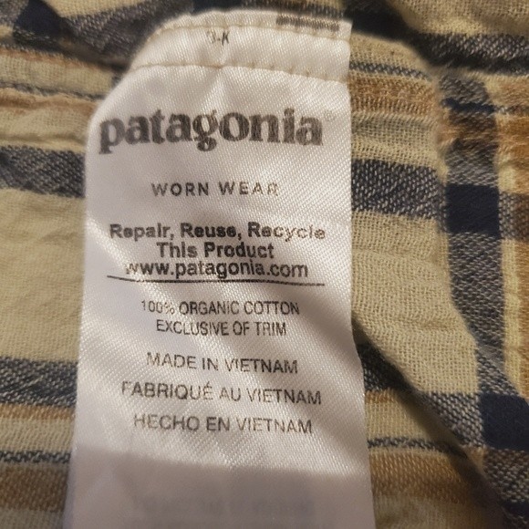Patagonia plaid yellow and white button up cotton flannel shirt - Picture 4 of 10